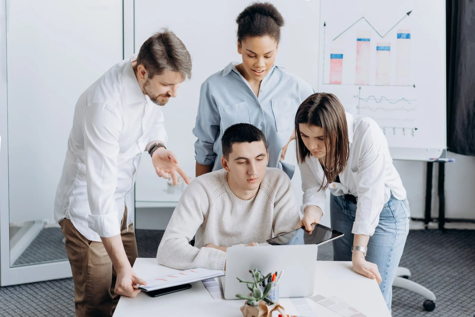 A small business team planning a digital transformation project
