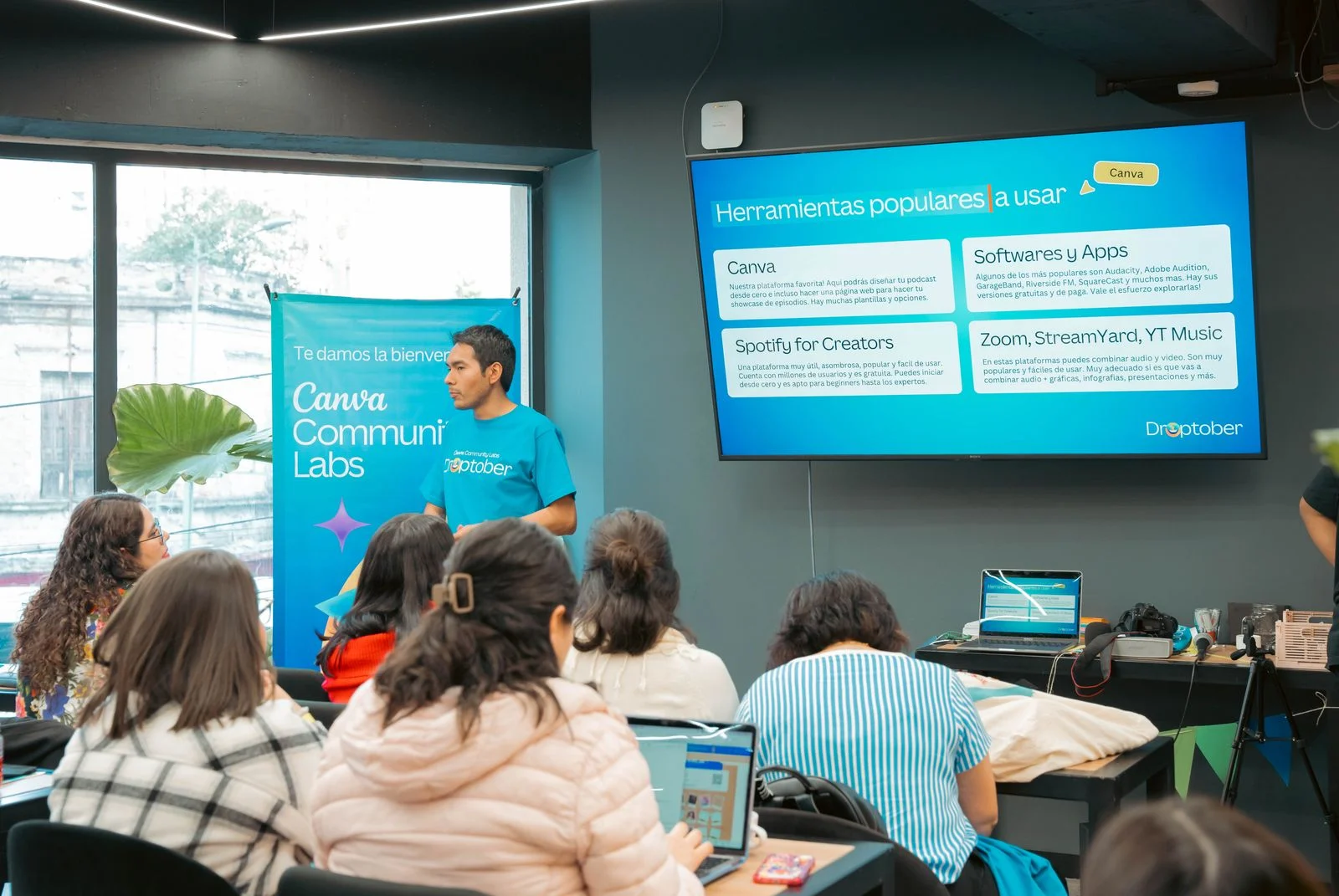 Technology workshop presentation with an engaged audience